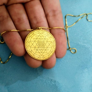Sri Yantra Pendant - Sacred Geometry - Yantra Jewelry - Yoga Necklace- Spiritual Jewelry - Gift For Him Her - 14k Solid Gold - 925 Silver