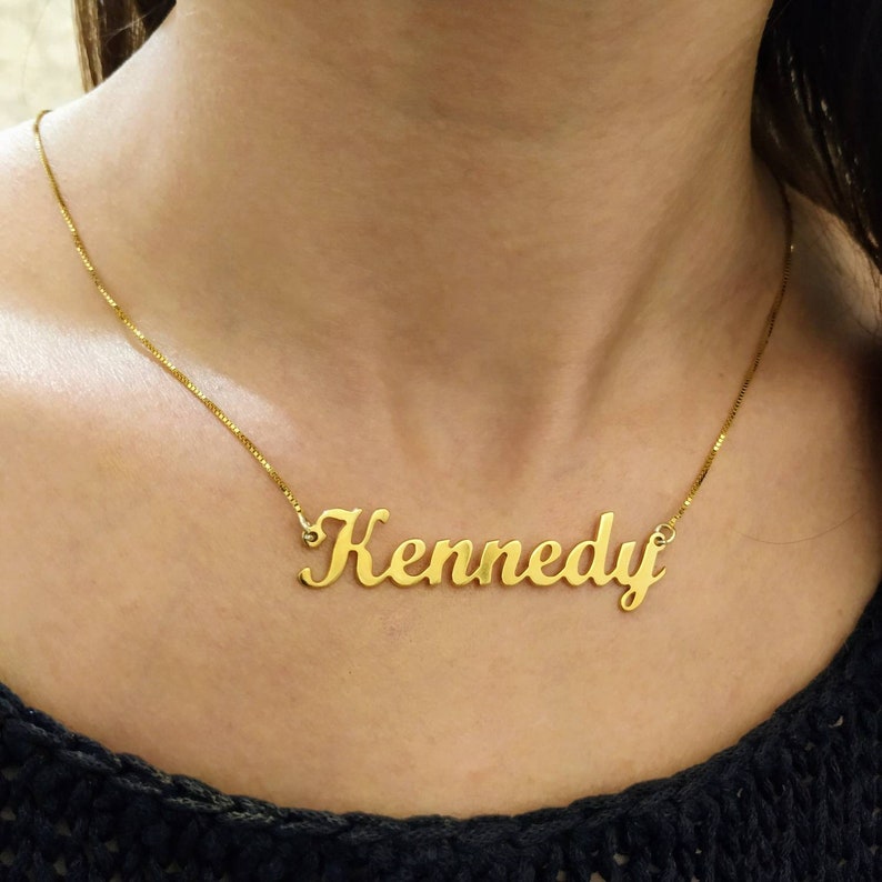 Custom Made Gold Plated Name Chain Nameplate Pendant Etsy