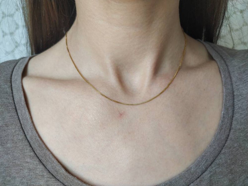 box necklace gold box chain simple 