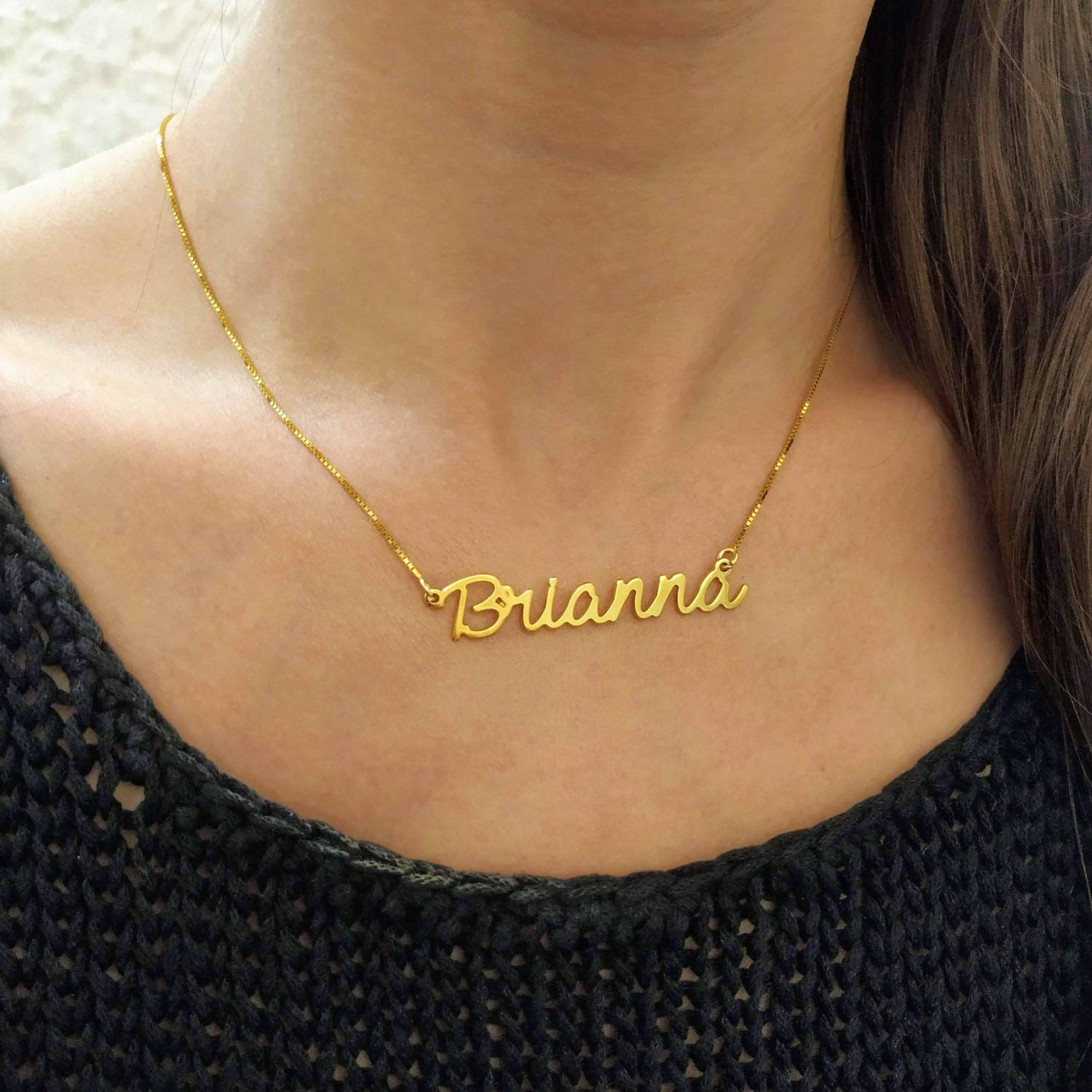 14k Real Gold Name Necklace Gold Custom Name Necklace Etsy