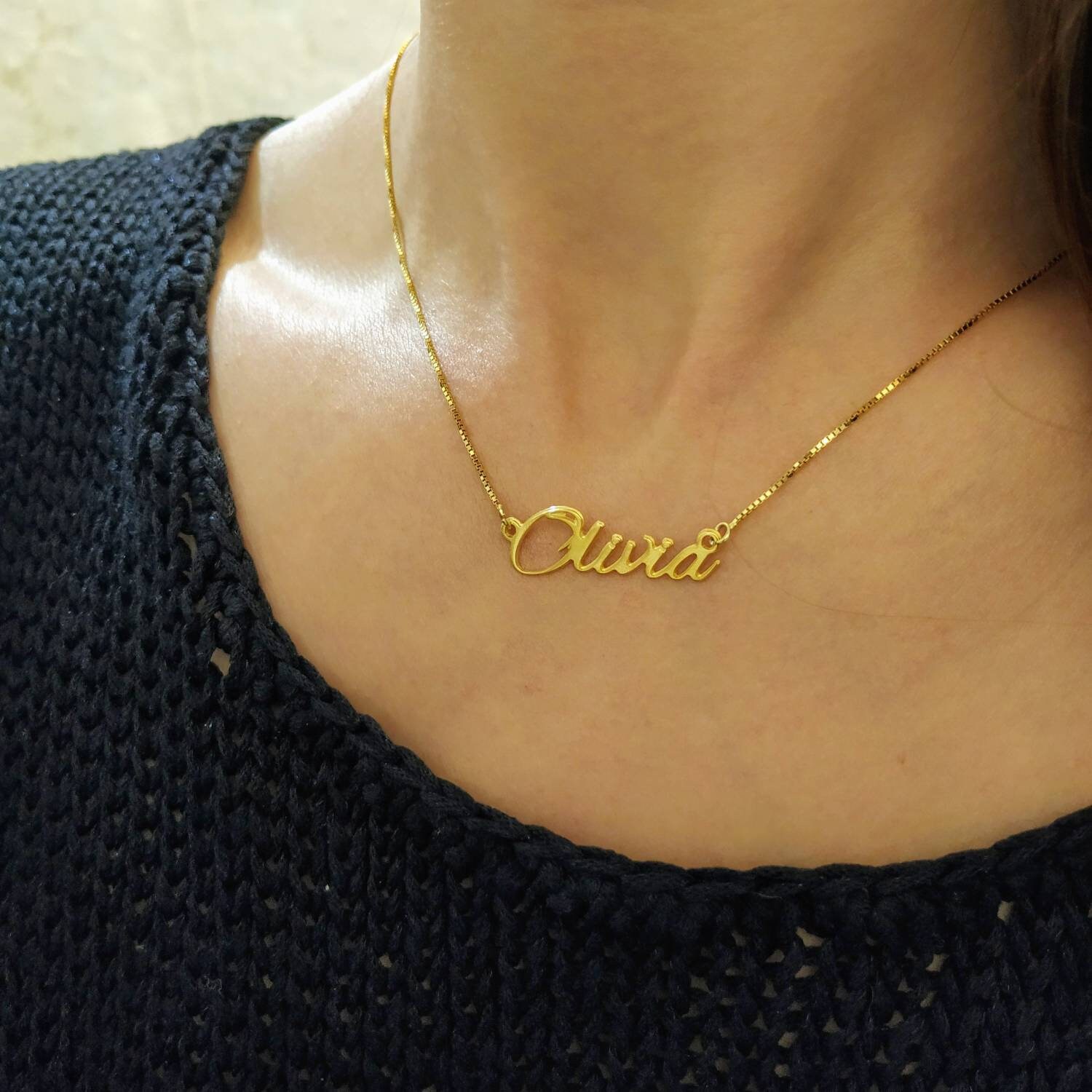Gold Plated Custom Necklace With Name 
