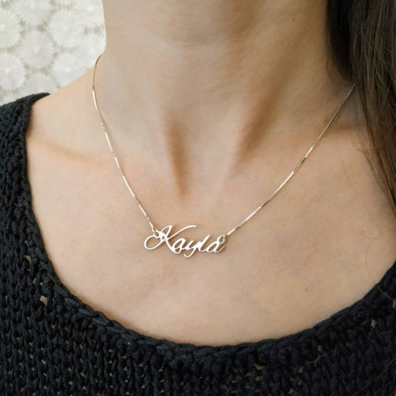 Sterling silver sale cursive name necklace