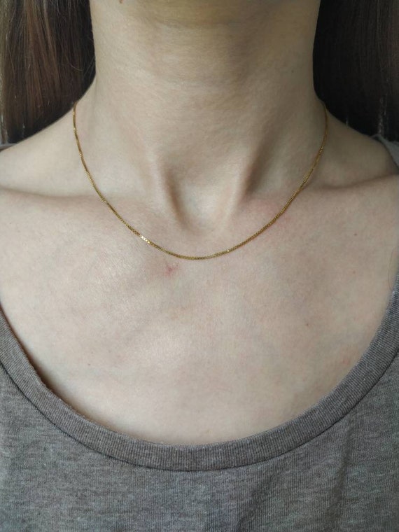 18k Necklace Box Chain in White Gold Yellow Gold Choice of Lengths 16 18 20 24 and 0.5mm