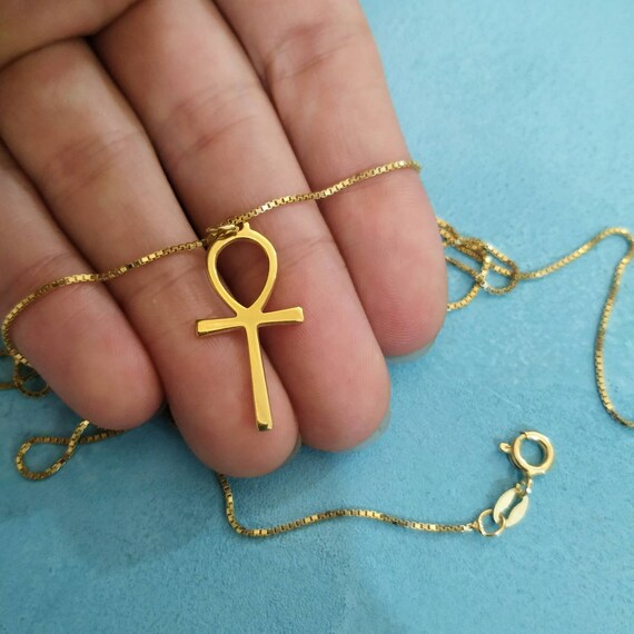 14k Solid Gold Ankh Necklace Ankh 