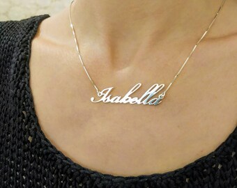 Sterling Silver Nameplate Necklace 