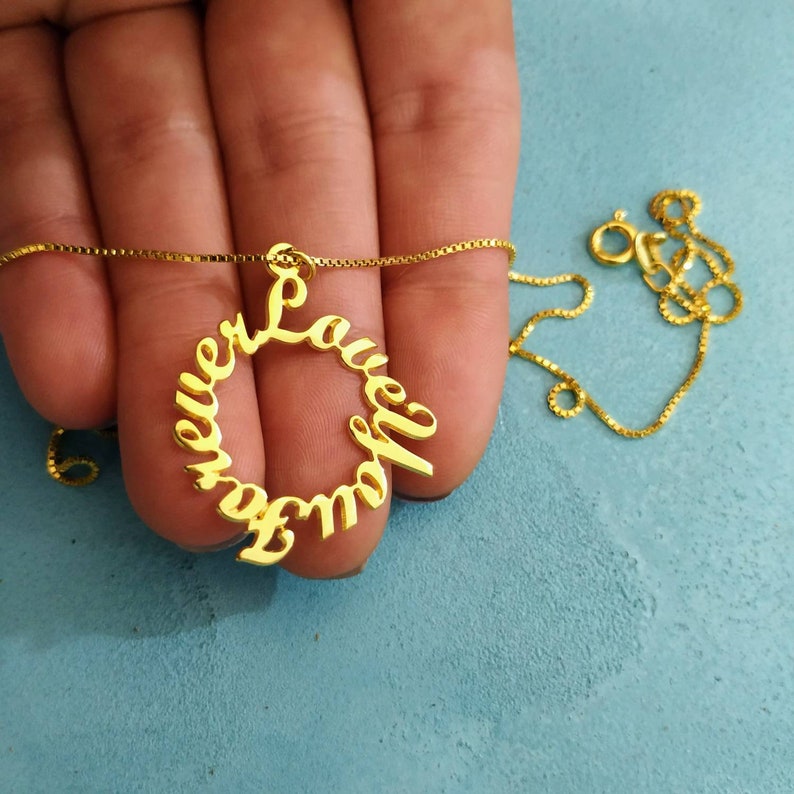 Gold Plated Personalized Sentence Pendant Gold Name Necklace Etsy