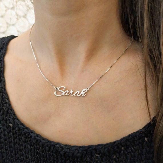 Sterling Silver Custom Made Script Name Necklace Nameplate Chain
