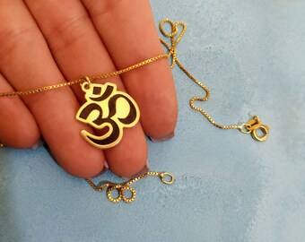 14k Gold Om Necklace Real Gold Om Yoger 