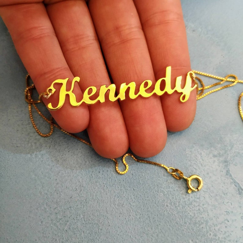 Custom 14k Nameplate Big Name Necklace 