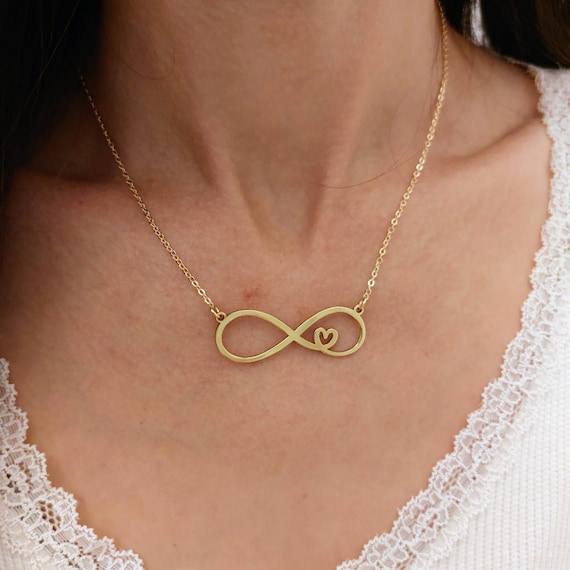 Gold Heart Necklace Infinity Necklace Infinity With Heart Infinity Pendant Heart Charm Love Gift Infinity Pendant Gift for Her Etsy Canada