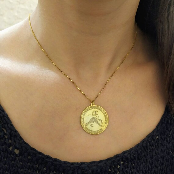18k Gold Plated Leo Charm Zodiac Jewelry Necklace - Gold Leo Pendant Necklace