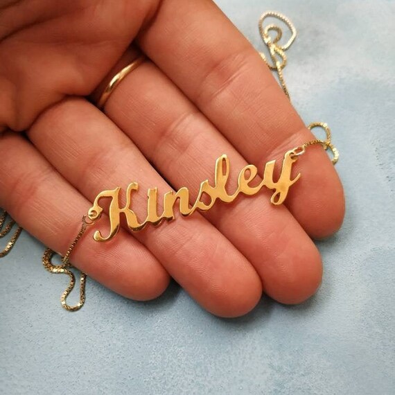 14k Real Gold Cursive Name Pendant 14k 