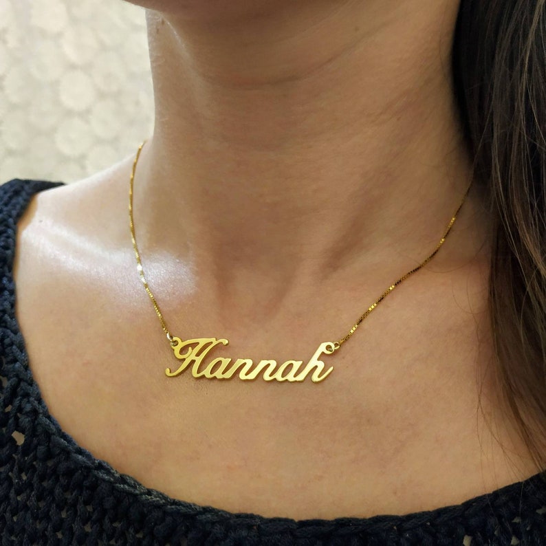 18k Gold Plated Custom Name Chain Gold Name Pendant Etsy