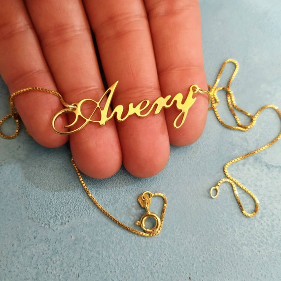 Personalized 14kt gold necklace deals