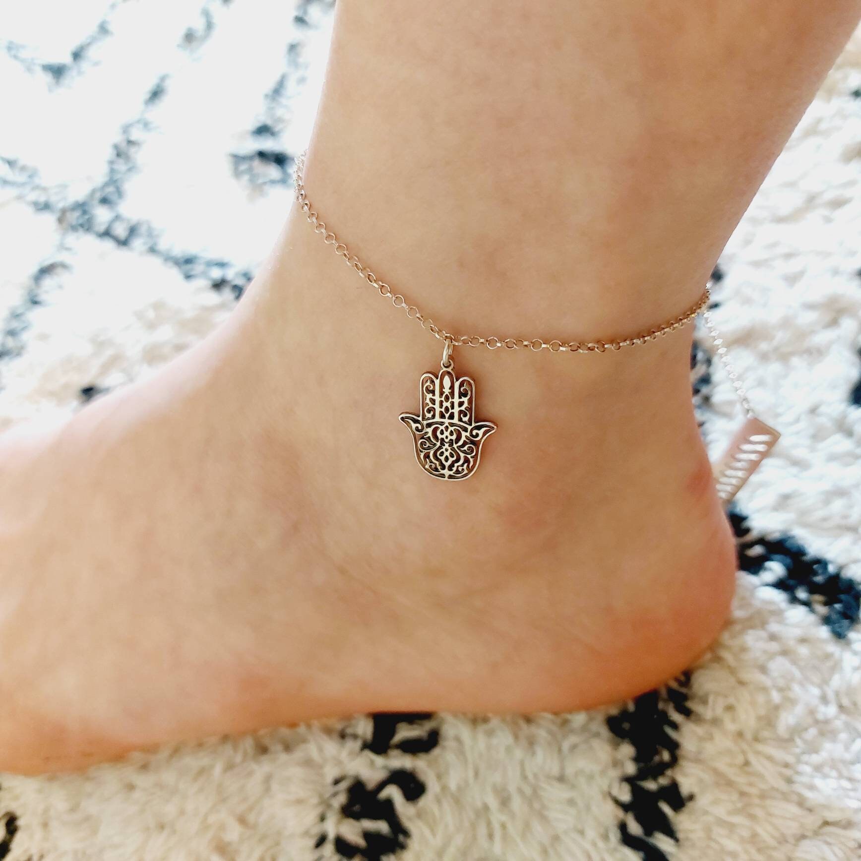 Hamsa Ankle Hand Bracelet Hamsa Hand Charm Anklet for Hamsa Hand Of Fatima Summer Jewelry Christmas Gift Anniversary Gift