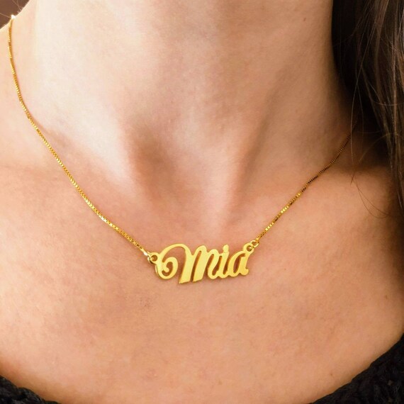 Script nameplate necklace discount