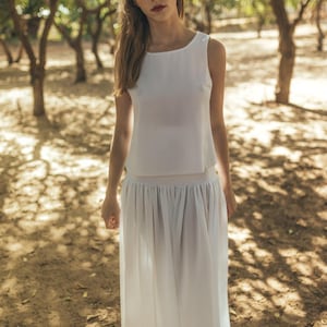Wedding skirt boho bridal skirt simple hippie wedding skirt clematis white skirt