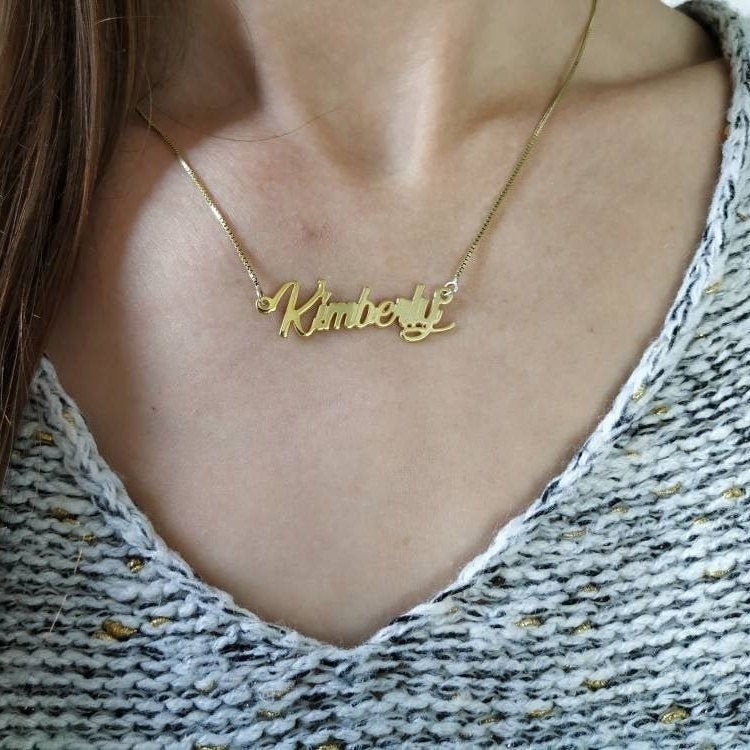 Gold Plated Nameplate Chain Custom Name 
