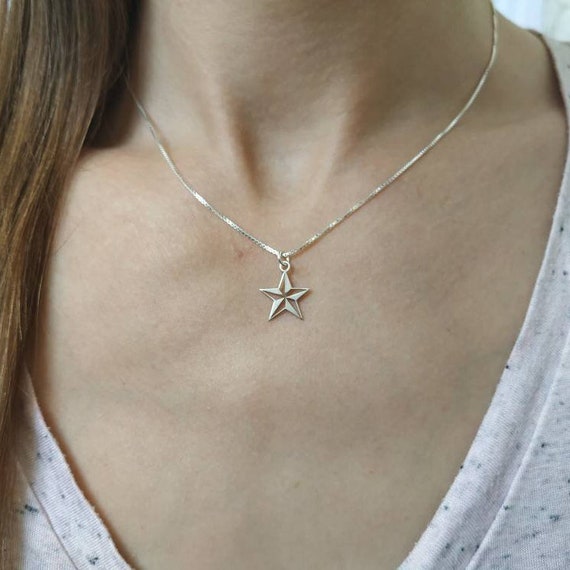 925 Sterling Silver Star Charm - Wishing Star Pendant - Tiny