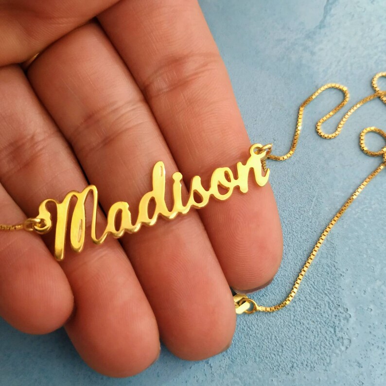 14k Solid Gold Custom Made Pendant Script Name Necklace Etsy