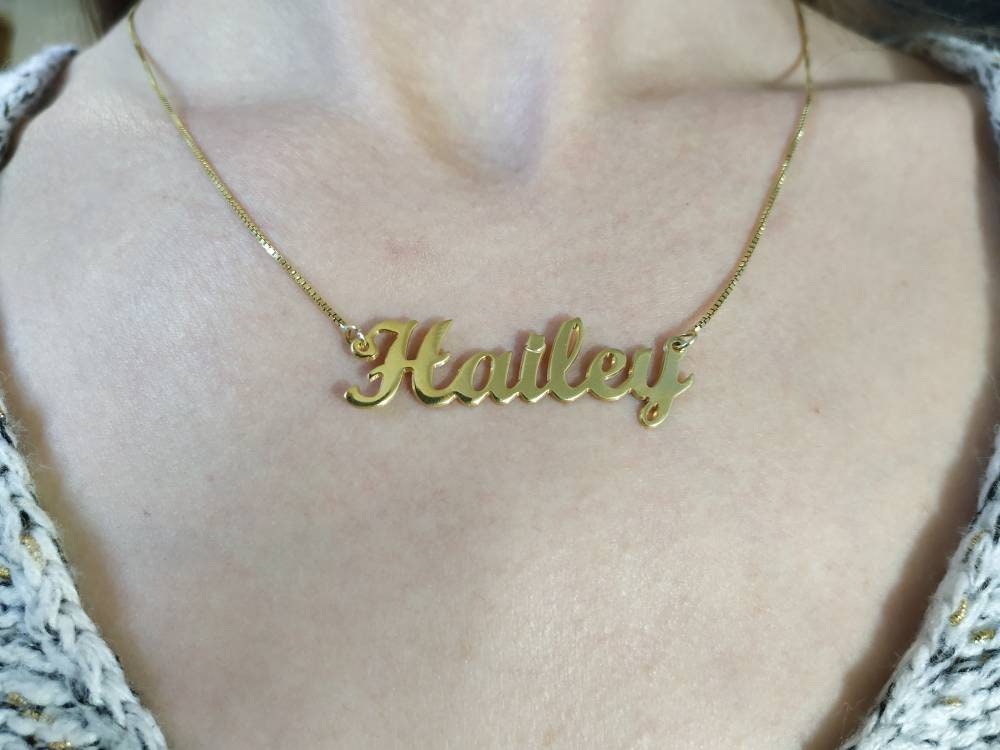Gold Plated Name Chain Necklace Personalized Any Name Etsy