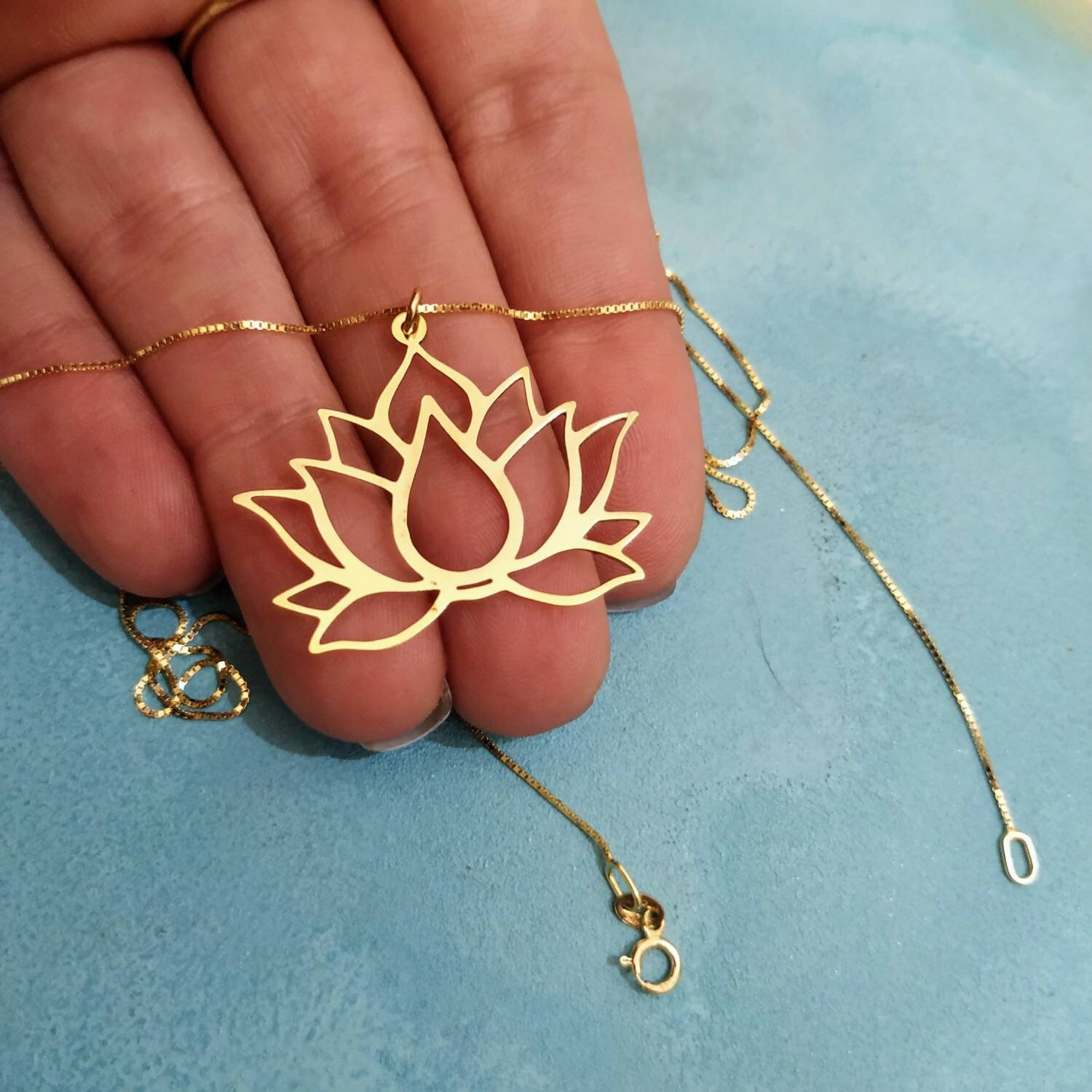Gold Lotus Necklace Flower Necklace Lotus Necklace Lotus Etsy
