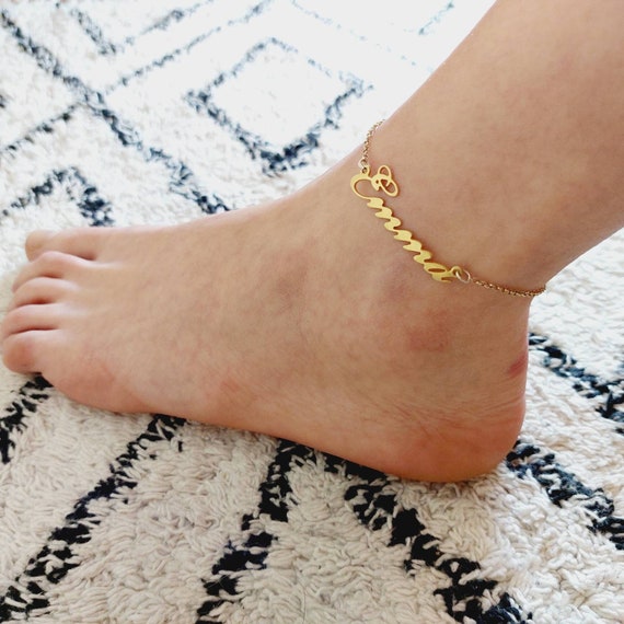 Anklets gold with name outlet