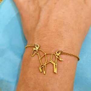 14k Solid Gold - Pferd Armband - Armband mit Pferd - Gold Pferd Armband - 14k Gold Pferd -Geometrische Armband -Weihnachtsgeschenk -Pferde Liebe