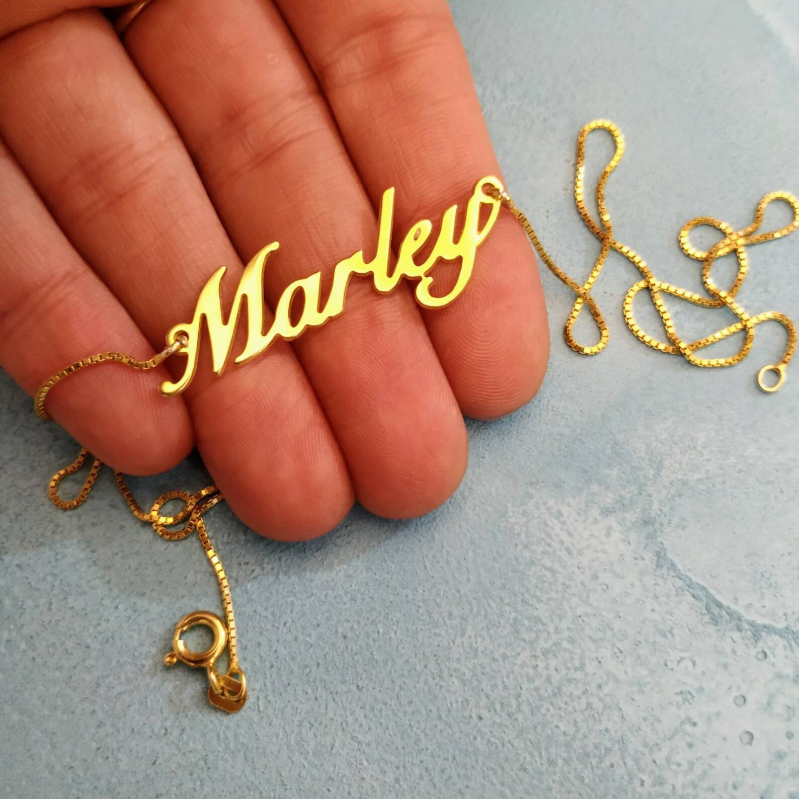 14k Solid Gold My Name Necklace Personalized Name Dainy Etsy