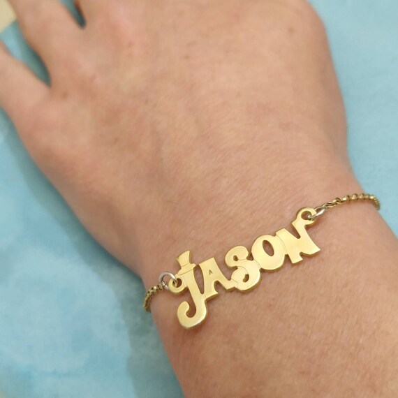14k Name Bracelet Solid Gold Bracelet Custom Jewelry Men Jewelry