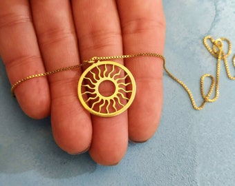 Sun Necklace - Sunshine Necklace - Dainty Sun Pendant - Sunburst Necklace - Celestial Charm - Gift For Women - 925 Silver - 14k Solid Gold