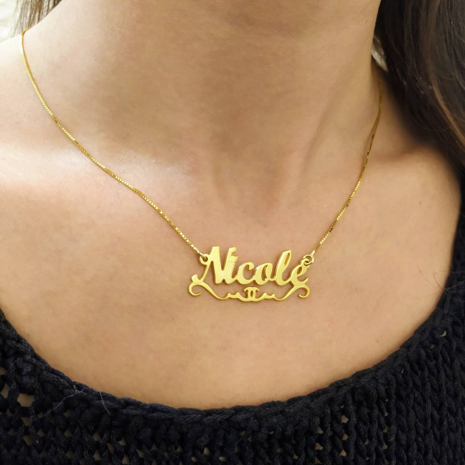 18k Gold Plated Nameplate Pendant Personalized Any Name Etsy