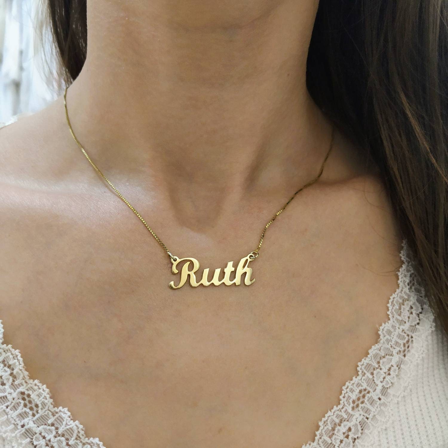 14k Real Gold My Name Necklace Custom 