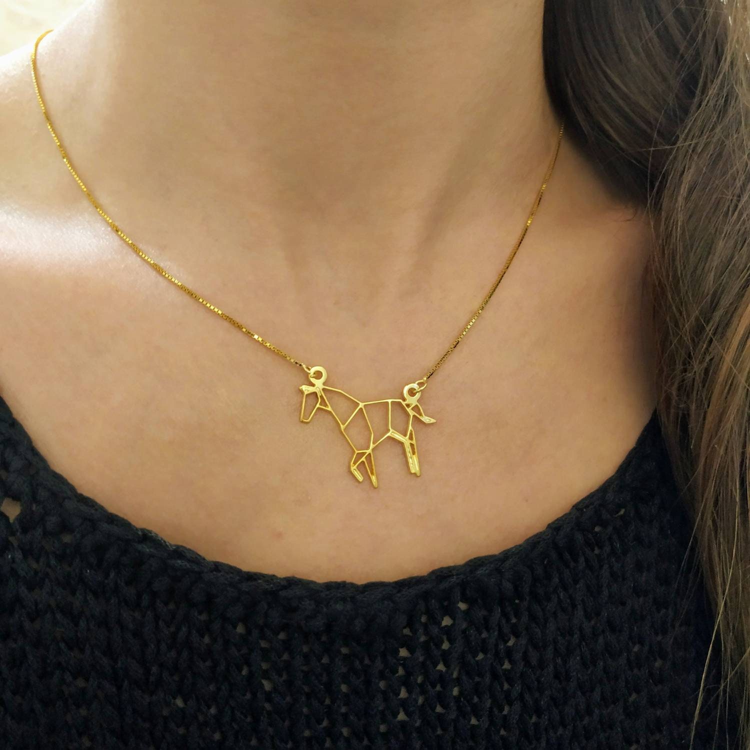Gold Horse Necklace Horse Pendant Horse 