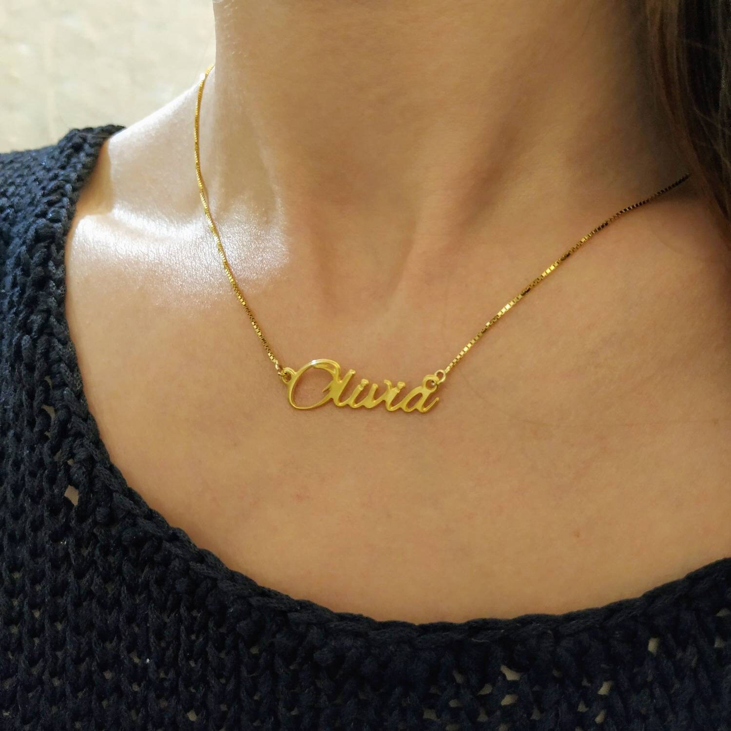 Gold Plated Custom Necklace With Name 