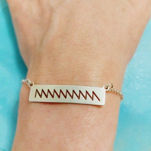925 Silver - Zig Zag Bracelet - Zig Zag Jewelry - ZigZag Charm - Women Bracelet - ZigZag Bar Bracelet - Gift For Her - Birthday Gift