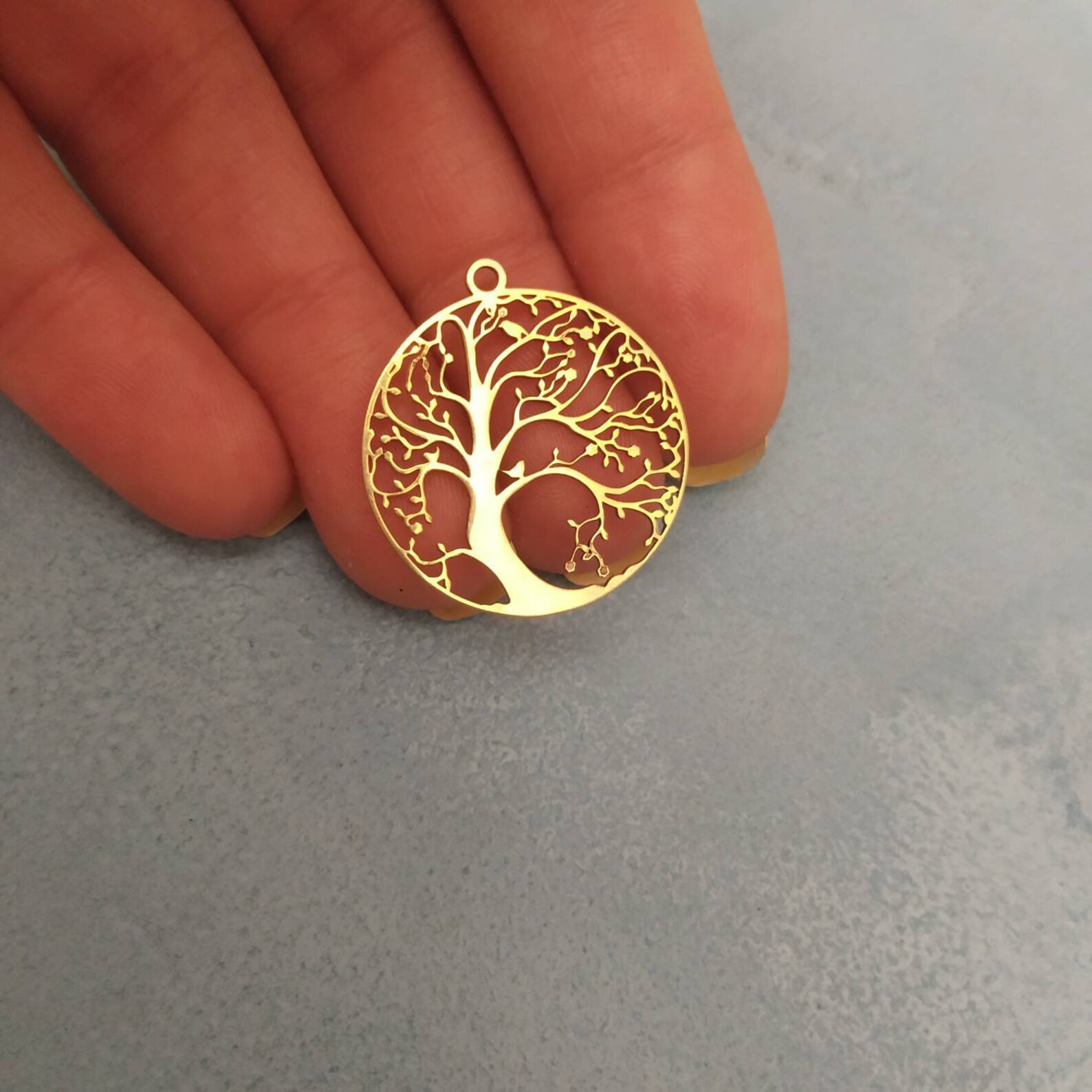 14k Solid Gold Tree Pendant Without Chain Only Pendant Etsy