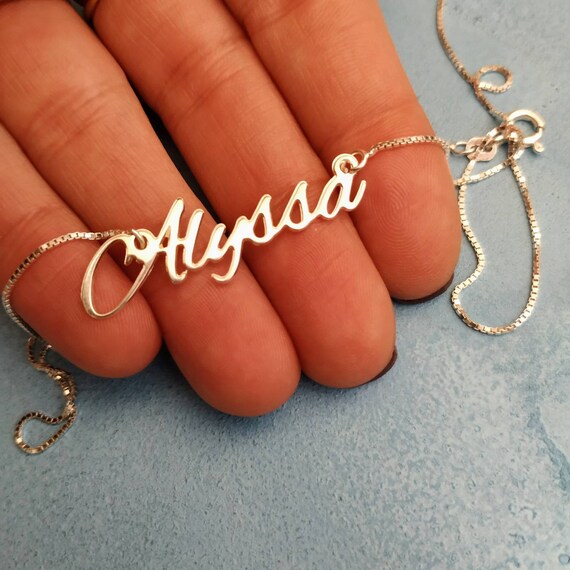 Sterling silver shop cursive name necklace