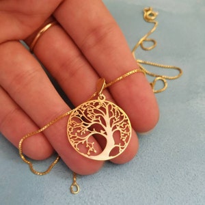 Dainty 14k Gold - Tree Of Life - Gold Tree Necklace -  Family Tree Pendant - Dainty Tree Jewelry - Solid Gold Tree - Gift For Wife - Mother