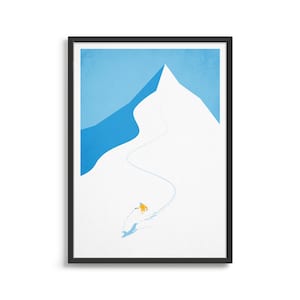Skiing poster / Vintage style ski wall art / Winter print / Gift for skier or mountain lover