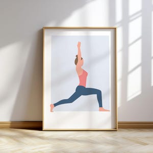 Warrior Pose Yoga Art Print: Inspirational Spiritual Poster for Gym, Studio, Home Decor & Meditation