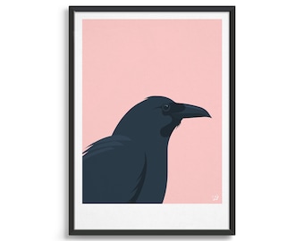 Crow art print / Modern design bird poster