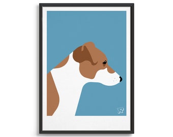 Jack Russell Terrier wall art print / Dog poster / Pet gift for her / Dog lover gift for wife / Home decor ideas / Modern design artwork