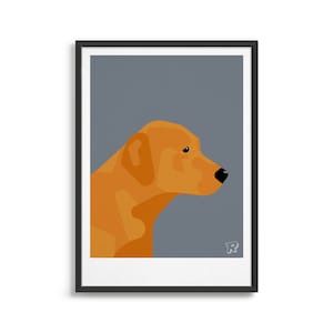 Fox Red Labrador art print / Dog poster gift for him / Present for pet lover