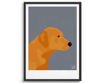Fox Red Labrador art print / Dog poster gift for him / Present for pet lover