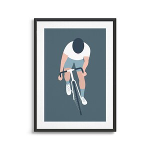 Cycling art print / Modern bicycle poster / Gift ideas for cyclist image 1