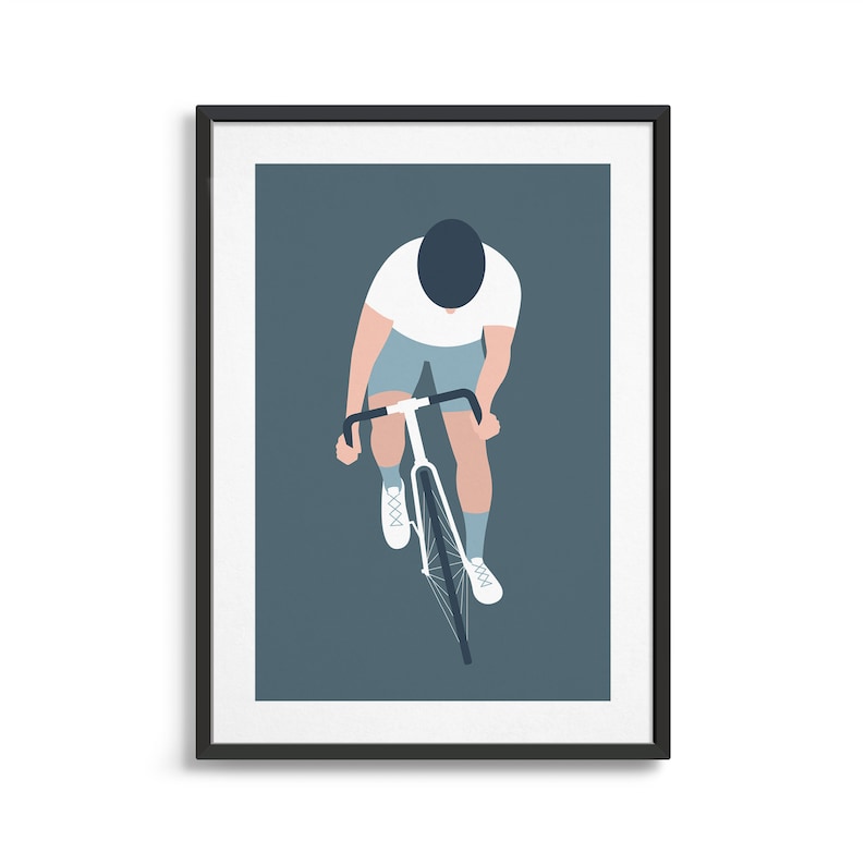 Cycling art print / Modern bicycle poster / Gift ideas for cyclist image 1