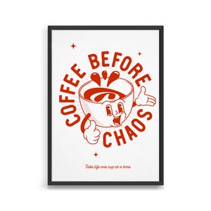 Retro coffee poster / Kitchen wall art print / Inspirational funny quote / Coffee bar decor