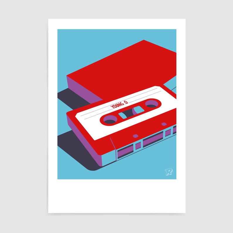 Custom retro mixtape poster / Modern design for 80s or 90s music lover / 80s nostalgia poster / y2k decor Blue