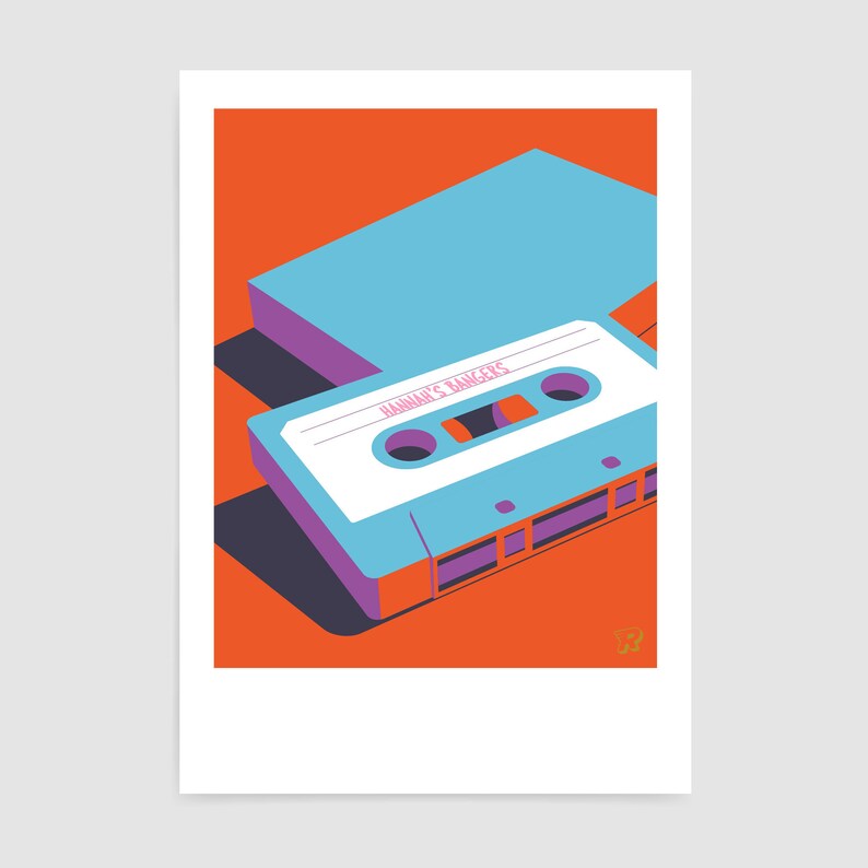 Custom retro mixtape poster / Modern design for 80s or 90s music lover / 80s nostalgia poster / y2k decor Orange